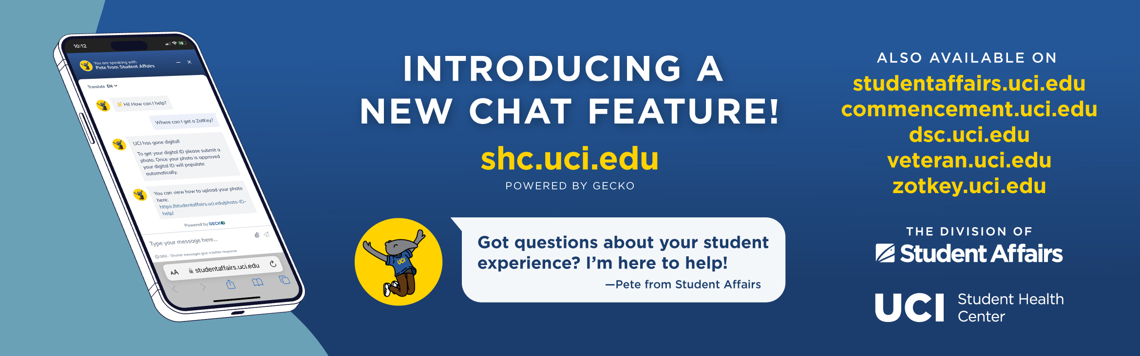 Introducing a New Chat Feature! Got Questions about your student experience? The Chat box is here to help. 